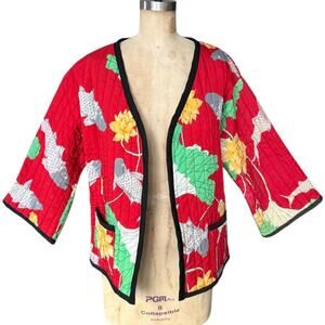 Lotus II vintage Honolulu Japanese koi fish quilted kimono jacket